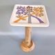Hand Painted Wooden Side Table Multicolor Tree Stool